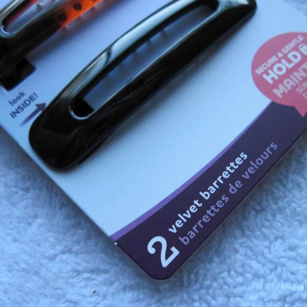 2 Packs - 2 Goody Slideproof Velvet Plastic Stay Put Secure Fit Hair Barrettes